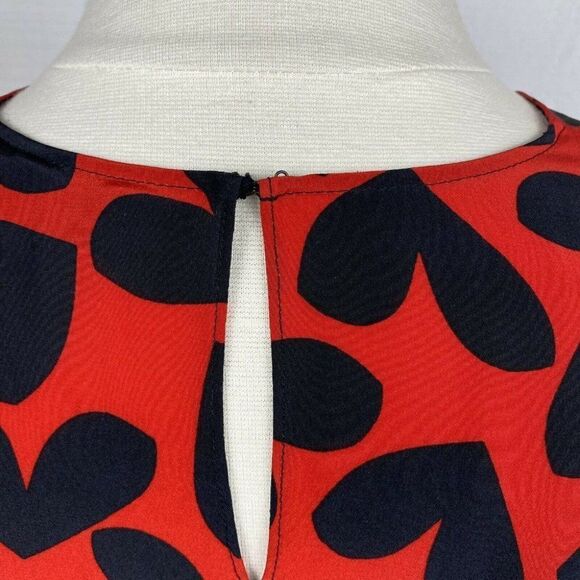 YVES SAINT LAURENT Blouse 6 Womens Hearts Black Red Short Sleeves Cinched Waist - Picture 8 of 11